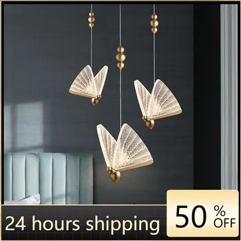Модерен led окачен лампа с пеперуда, лампа, Висящи лампи за спалня, нощни шкафчета, всекидневна, начало декор, Украса на магазин на закрито.