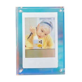 Акрилна Двустранно 3-инчовата Фоторамка Polaroid, Прозрачна Рекламна поставка за дисплея, Хартиена рамка за снимки с етикети.