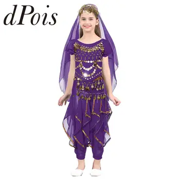 Детски костюми за индийски танци за момичета, детски шифоновый кралят костюм за танци, облекла за cosplay принцеса, танцови за изпълнения