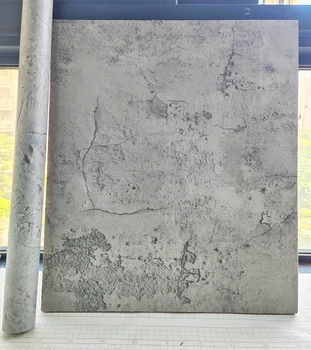 Сгъстено ретро цементно-сиви тапети за хола PVC Самозалепващи подвижни отклеивающиеся водоустойчиви стикери за стена