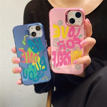 Цветни букви графити калъф за телефон за iPhone 14 13 12 11 Pro Max