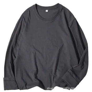 MRMT 2023 Чисто нов мъжки памучен тениска с дълъг ръкав, мъжки свободен ден за ден пуловер с кръгло деколте, мъжки долна риза