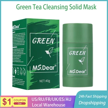 Директна доставка, почистване на твърди маска със зелен чай, почистваща маска с глина пръчка, Грижа за кожата, Против акне, Премахване на пъпки, кална маска, директна доставка