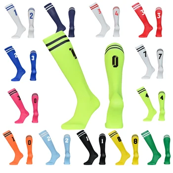 Брой на футболните чорапи за деца и възрастни, Чорапи, високо качество на Дългите Гамаши от полиестер до коляното, футболни Спортни чорапи за бягане