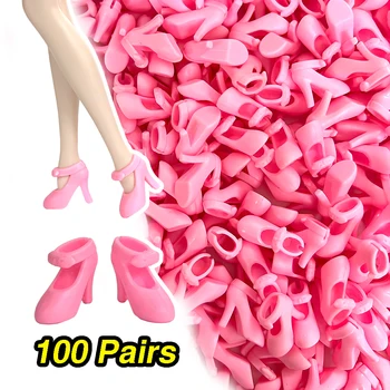 NK 100 чифта/комплект Розова обувки, модни сандали на висок ток, за партита, аксесоари за Барби кукли, Играчки за преобличане на кукли 1/6