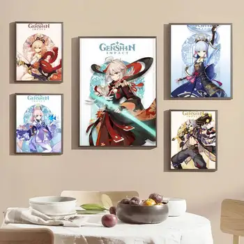 Плакат аниме Genshin Картина в стил ретро в хола, плакат на кафе, модерна обстановка, Стенен декор в стаята, живопис