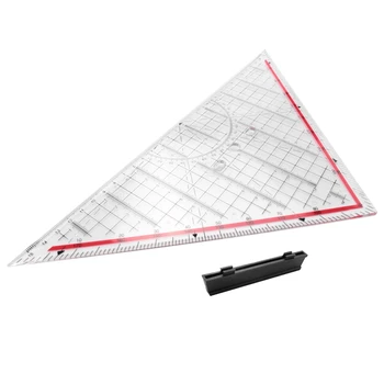 Триъгълна линия за изготвяне на богат набор от функции линийка за чертане с дръжка, транспортир, измервателна линийка, канцеларски материали