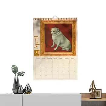 Календар за кучета в 2024 година, Странно Уникални Календари за кучета в 2024 година, Ретро, стенен календар, Коледни Аксесоари, Средновековната защита от прекъсвания за училища