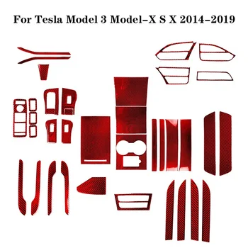 Червени етикети, изработени от въглеродни влакна, Декоративни Аксесоари за интериора на колата Tesla Model Model 3-X S X 2014 2015 2016 2017 2018 2019