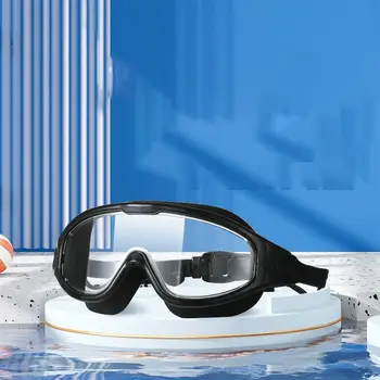 Модни многоцветни професионален водоустойчив очила за гмуркане с широк преглед, Плоски Леки очила за плуване, Регулируеми очила за плуване