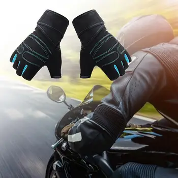 1 чифт велосипедни ръкавици, противоударные нескользящие тънки ръкавици на полпальца с гривната за мотоциклети