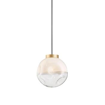 Окачен лампа от скандинавски месинг, Нови дизайнерски висящи лампи със стъклена топка, творчески американски лампа за дневна, трапезария, прикроватной нощни шкафчета