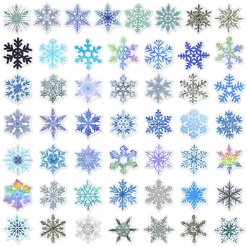 50/100шт Коледна стикер във формата на снежинки, мультяшные снежинки, стикери от PVC, стикер за scrapbooking, Коледна украса със собствените си ръце