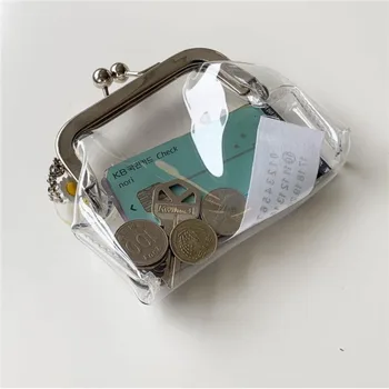 Прозрачни PVC Портфейл за монети Корейски модерен ретро мини държач за карти Портмонета за жени, Малки козметични чанти за дами Безплатна доставка