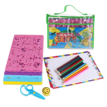 Шаблони за рисуване, инструменти за рисуване, Комплект Играчки за момичета, Бамбукови Детски Ножици за деца