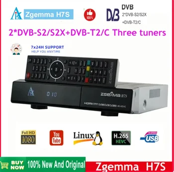 Оригинален 4K UHD Linux Enigma 2 Zgemma H7S 2xDVB-S2X + DVB-T2/C HEVC H. 265 три тунер Цифров декодер Рецептори сателитен приемник