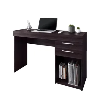 Кафяви компютърно бюро за домашния офис или спалня, с чекмеджета, идеален за малки помещения