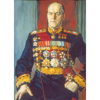 търговия на едро с бои # максимална изкуството на Втората световна война Общ портрет на съветския руския генерал Георги Жуков печат на картини върху платно