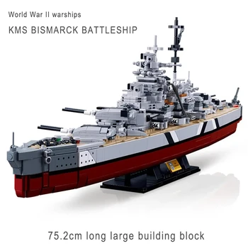 WW2 Военни Кораби на Военно-морския флот на Германия Строителни Блокове KMS Bismarck Модел на линеен кораб Комплект Оръжия Лодка Тухли Детски Военни Играчки на Втората Световна война