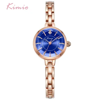 Марка Kimio, дамски часовник-гривна, 2023 Нов дамски многопластов кристал с циферблат, Луксозно рокля, часовник, Розово злато