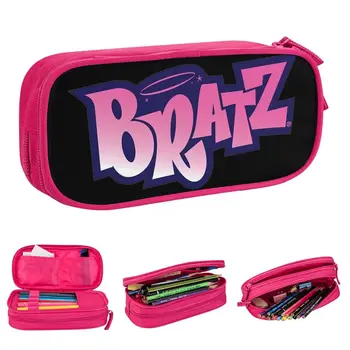 Голяма кутия за писалки, Розови Офис аксесоари за кукли Bratz, Двупластова кутия за моливи, косметичка за момичета, Неочакван подарък
