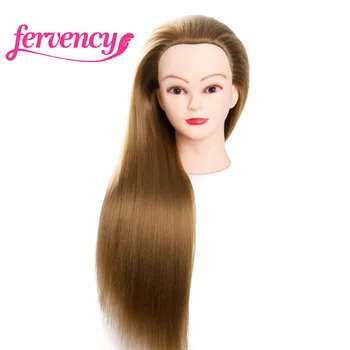 Синтетична Тренировочная главата на манекена Maniqui Кукла за фризьори-перуки 65 см Прически за коса, обучение по фризьорство, Златист