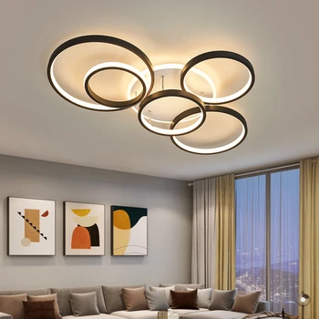 Алекса Smart Home Модерна таванна полилей за трапезария, хол, спалня, кухня, led полилей AC85-260V, черен /златен