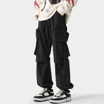 2023 Есенни Нови Японски Ретро Ежедневни Панталони са С Голям Джоб за съвсем малък, Свободни Модни Обикновена Широки Панталони M-5Xl, Панталони-Cargo