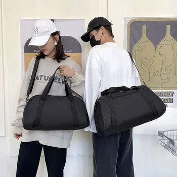 Мъжки, дамски модни черни пътни чанти, багажная чанта, Многофункционална спортна чанта през рамо, спортна чанта за фитнес с голям капацитет