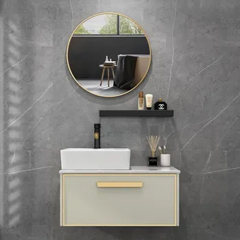 Лесен луксозен алуминиев мивка за баня, малък апартамент, изключително тесен шкаф за мивка, монтирани на стена по поръчка