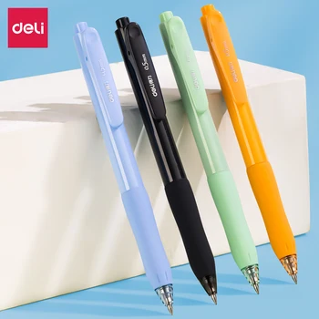 Гел химикалка Deli 4шт с черно мастило 0,5 мм, канцеларски писма, офис писалка, химикалка за подпис, ученически пособия, канцеларски материали, висококачествена дръжка