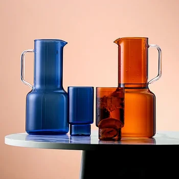 Креативен цвят в стил Nordic Ins, Топлоустойчива стъклена кана за домашна употреба, кана за студена вода с голям капацитет, кана за сок