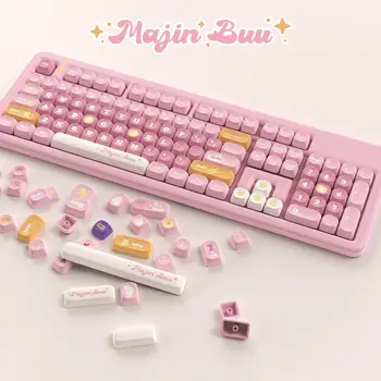 Череша шапки MOA за механична клавиатура 140 клавиши, розови шапки за клавиатурата на PC Gamer, нископрофилни сладки шапки за комбинации от аниме