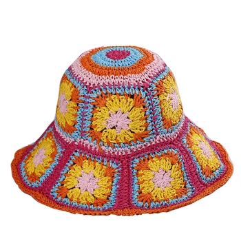 Дамски ежедневни шапка с пейсли впечатлява със своя бохемски стил, богемные възли шапки-кофи, националната сламена шапка от слънцето, летни плажни шапки балийски