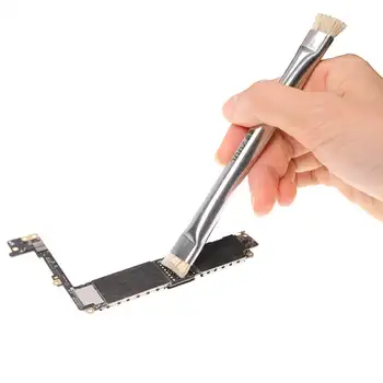 Метална четка с две глави 2UUL CL11 за премахване на ръжда на дънната платка и печатни платки, четка с твърда четка за инструменти за ремонт на мобилни телефони