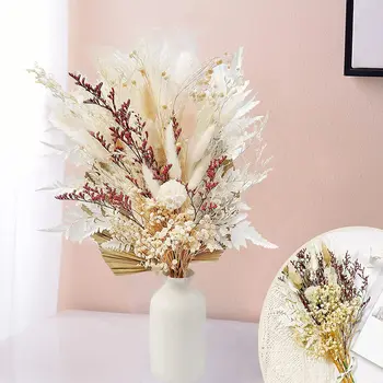 Букет от сушени пампасных палмови дървета и листа от папрат, естествени сухи буйни букети от тревисти цветя за дома сватбен декор в стил бохо