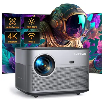 Проектор Wimius P64 С Поддръжка на Вградени 1080P Full HD, 4K НА 500 ANSI 15000L WIFI 6 Bluetooth С Автофокус/Keystone За Домашно Кино на Открито