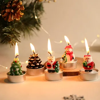 3 бр./компл. Коледни свещи, Дядо Коледа, Снежен човек Мультяшная модел Свещ Подарък Декорация на дома, Коледа Занаят, Подарък свещ