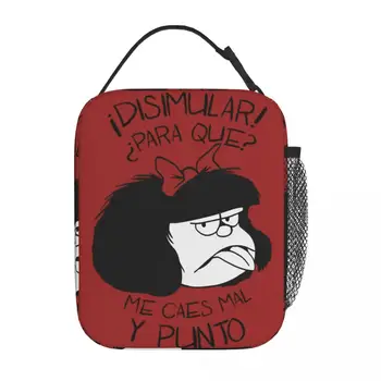 Забавни термоизолированные чанти за обяд с герои от комикси Mafalda за пътуване, мультяшные преносими чанти за хранене, мъжки и женски термокружки-охладители