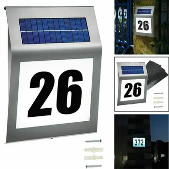 Адресна табела с номера на къщи, работеща със слънчева енергия, водоустойчив сензор за движение, номер на къщата отвън, адресни табели с led подсветка