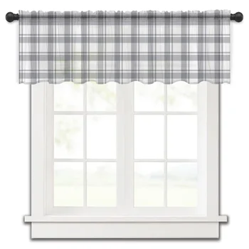Класическа шотландската клетчатая завеса на малък прозорец, тюл, прозрачен къс завеса, спалня, хол, начало декор, вуалевые завеси