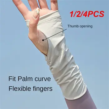 1/2 / 4ШТ Слънцезащитен ръкав за ръце Дизайн полагане на тъкан от ледената коприна с микрокомпрессионным формованием Ефективен слънцезащитен крем за нежната кожа