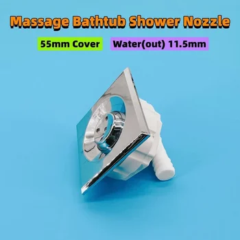 квадратна хром капак от ABS-пластмаса 55 mm, дюза за пръскане с вода за къпане (на изхода), игла с пет дупки, найлон основа, Масажна накрайник за душ за масаж