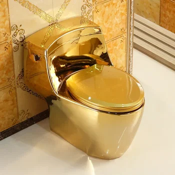 Домакински Тоалетна чиния С Източване Отстрани В Европейски стил, Златна Тоалетна чиния, Сверхвысокий Сифон, Водосберегающий Дезодорант, Цветен Тоалетна чиния