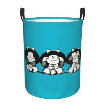 Хумор Mafalda Кошница За Дрехи, Сгъваема Мультяшная Манга Quino Кошница за Дрехи за Малки Деца Чанта За Съхранение на Играчките