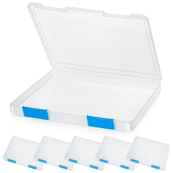 6 Бр. Прозрачна кутия за файлове с формат А4, Пластмасова кутия за съхранение на документи, калъф, контейнери за плочи, защита за списания, държач за файлове с катарама, трайни