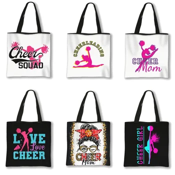Чанта-тоут с дизайн за момичета-черлидеров, танцови чанта за момичета, преносими чанти за съхранение на покупки, оживена чанта за мажоретките