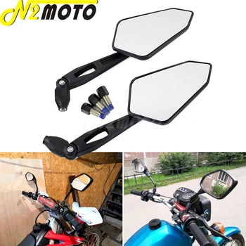 Универсални мотори Черни странични огледала Адаптера M10 за скутер Четырехъядерное огледалото за обратно виждане за Harley Honda Suzuki Yamaha BMW Kawasaki
