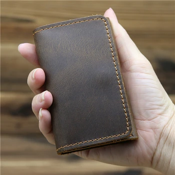 Мъжки държач за карти от естествена кожа Титуляр за кредитни карти RFID идентификация на Свидетелство за управление на документи в Чантата си за монети Малка чантата си, Държач за карти