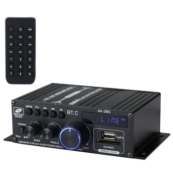 Ak380 800 W 12 Усилвател на мощност Bluetooth Стерео Домашно Авто Бас аудио усилвател на Музикален плейър Авто говорител клас D FM USB/SD Аксесоари